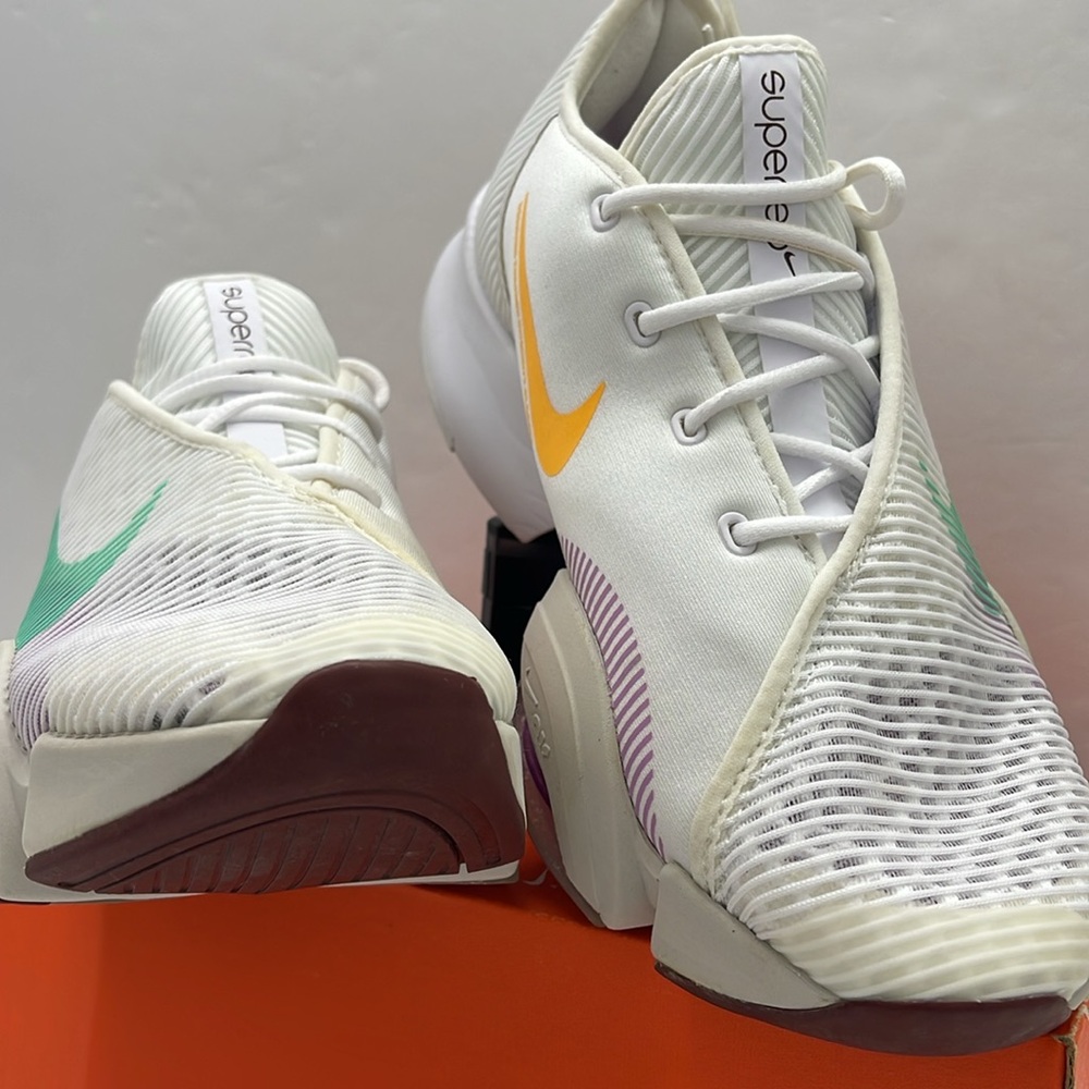 Nike WMNS White Sneakers with Orange and Green Swooshes NIKE AIR ZOOM SUPERREP 2 - Picture 5 of 16